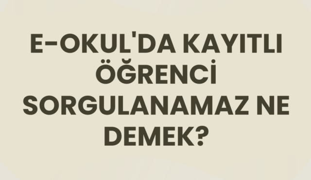 e-okul'da kayıtlı öğrenci sorgulanamaz ne demek?